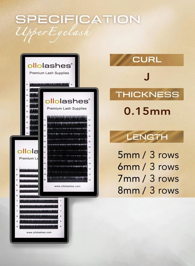 OLLOLASHES Eyelash Extension B C CC D J Curl Mix 5-20mm 0.03 0.05 0.07 0.15 Super Matte Classic Lash Extensions Professional Supplies for Lash Techs (CC-0.03, 5-8mm) - Image 2